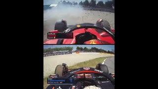 Carlos Sainz and Max Verstappen slide in turn 4 | #SpanishGP | Formula 1