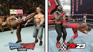 WWE Smackdown vs Raw 2010 Vs. WWE 2K23 !!! (Epic Finishers Comparison)