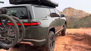 Rivian R1S off-roading in Sedona, Arizona.