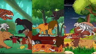 Big Cats vs Tigon vs Liger vs Girzzly Bear vs Hunters vs Gorilla vs Wolf vs Lion - DC2 Animation