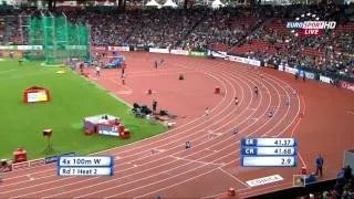 4х100 Квал. Наталья Погребняк. Чемпионат Европы Цюрих 2014