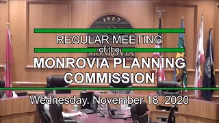 Monrovia Planning Commission | November 18, 2020 | Regular Meeting