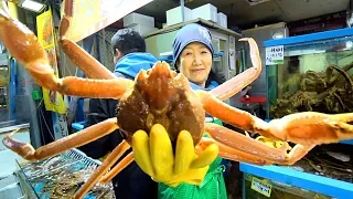 Korean Street Food - GIANT SNOW CRAB + Seafood FEAST at Seoul's BEST Fish Market | SEAFOOD in Korea