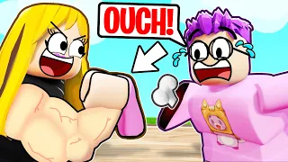 Can LANKYBOX'S MOM Beat ROBLOX ARM WRESTLING SIMULATOR!? (FUNNY MOMENTS!)