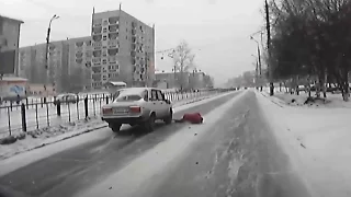 Сбил женщину на пешеходном - ДТП в Ангарске зима 2015, ул Коминтерна