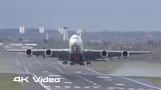A380 Airbus Emirates airlines impressive crosswind takeoff departure 4K video