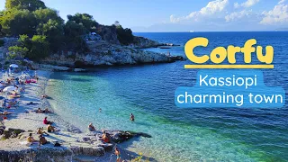 Kassiopi - charming town of Corfu, Greece. 4K Walk tour