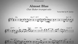 Almost Blue  - Chet Baker solo transcription with backing track -  Eb instruments