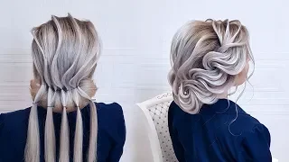 Beautiful hairstyles step by step.Wedding hairstyle.Braid rope