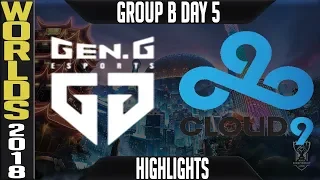 GEN vs C9 Highlights | Worlds 2018 Group B Day 5 | Gen.G(LCK) vs Cloud9(NALCS)