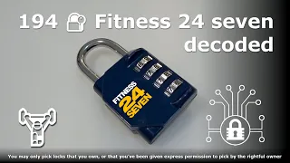 194 🔐 Fitness 24 seven 🏋️ 4 wheel combination padlock decoded