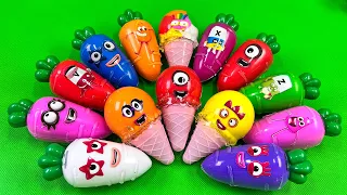 Finding Numberblocks with All CLAY inside Carrot, Ice Cream Cone,.. Coloring! Satisfying ASMR Videos
