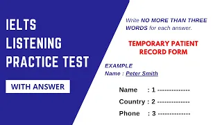 Temporary Patient Record Form IELTS Listening Actual Test  | IELTS Listening practice Test 2024 |