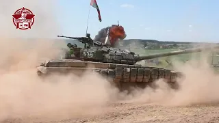 Показательный заезд Т-72 с реконструкцией Афганской войны