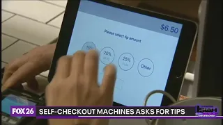 Self-checkout machines asks for tips