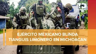 Blindan Tianguis Limonero de Apatzingán, en Michoacán, con personal del Ejército