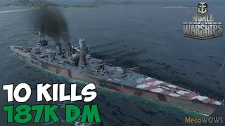 World of WarShips | Giulio Cesare | 10 KILLS | 187K Damage -  Replay Gameplay 4K 60 fps