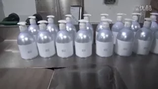 Hand Sanitizer in-line filling production line trigger pump capping round bottle labeling machines