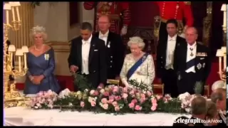 US President Barack Obama suffers embarrassing royal toast mishap at Queen's banquet