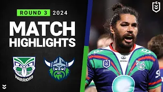 NRL 2024 | Warriors v Raiders | Match Highlights