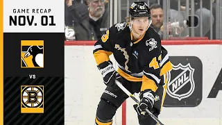 GAME RECAP: Penguins vs. Bruins (11.01.22) | Penguins Lose Overtime Thriller