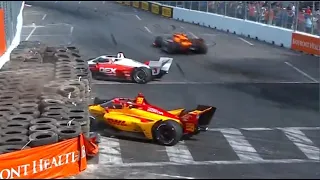 LEADERS CRASH OUT (Romain Grosjean & Scott McGlaughlin) - 2023 IndyCar St. Petersburg Grand Prix