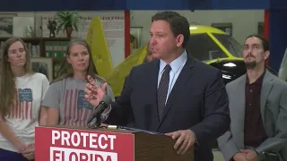 Gov. DeSantis holds press conference with AG Moody at Florida Air Museum in Lakeland