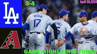 Arizona Diamondbacks Vs.Los Angeles Dodgers [FULL GAME] April 30, 2024 MLB Season Highlights 2024