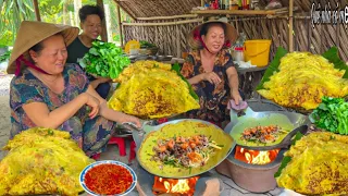 Bánh Xèo Măng Tôm Thịt Vịt Cuốn Rau Mỏ Quạ | Hương Vị Bánh Quê || Bamboo shoot pancakes