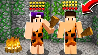 VIRAMOS HOMENS DAS CAVERNAS POR 24 HORAS NO MINECRAFT