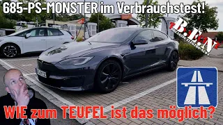 685-PS-MONSTER im VERBRAUCHSTEST! WIE zum TEUFEL ist das möglich? Tesla Model S AWD LR MJ 2023