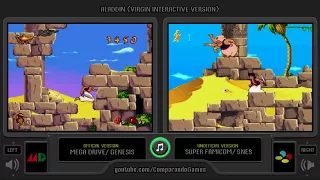 Aladdin (Virgin - Sega Genesis vs Snes) Side by Side Comparison