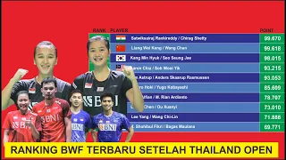 RANKING BWF TERBARU SETELAH THAILAND OPEN 2024  - PERSAINGAN TIAP SEKTOR KETAT