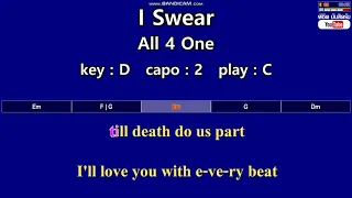 I Swear - All 4 One  ( Karaoke & Easy Guitar Chords  ) Key : D  Capo : 2