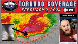 February 2, 2024 LIVE Texas Tornado Warning Coverage (Sagerton)