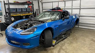 C6 Z06 corvette competition drift car build. suspension and angle.