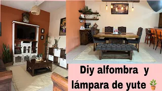 ☺️Diy con yute, 🛠alfombra y lámpara. Fácil y económica.👌🏻🤌🏻