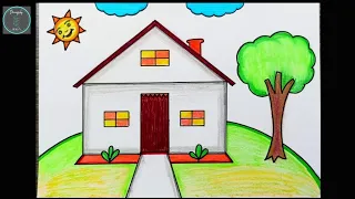 House drawing || Easy House Drawing for Kids || Sweet Home || How to Draw Easy Home