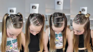 4 Peinados fáciles para niñas / 4 easy hairstyles tutorial