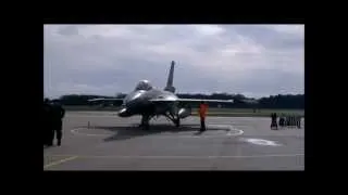 f-16 start-up / check and chinook fly-by