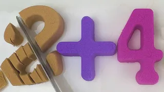 Very Satisfying ASMR Kinetic SAND CUTTING With Funny Math and Color Numbers