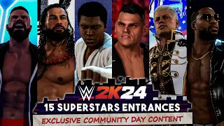 15 WWE 2K24 Entrances with Music (Trick Williams - Randy Orton  - Mohamed Ali ++) Exclusive Content