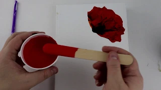 (322) How to Paint Poppies, Acrylic Pour Abstract Flowers