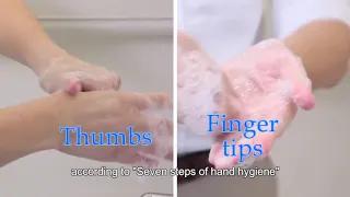 Washing hands with liquid soap and water
