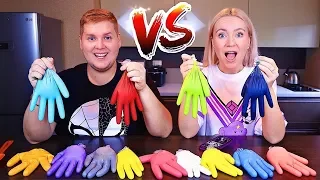 3 ЦВЕТА КЛЕЯ В ПЕРЧАТКАХ СЛАЙМ ЧЕЛЛЕНДЖ 🧤 3 COLORS OF GLUE SLIME GLOVES CHALLENGE!! // ЛИЗУН