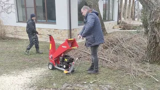 HECHT 6208. Wood shredder. Spring 2022. Working with branches 3-5 cm in diamete.