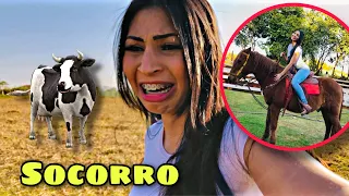 ANDEI A CAVALO E TIVE QUE CORRER DA VACA ! Maby Souza