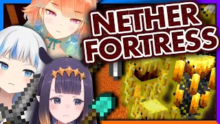 Gura, Ina & Kiara - Who will find the Nether Fortress? (Subs English/Español [CC])