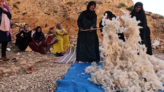 Turning Sheep's Wool into Yarn by Hand _ the nomadic lifestyle of Iran