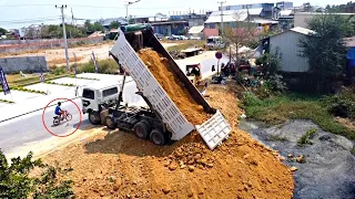 Start The New Project Pour Soil Delete Deep Pit By Bulldozer KUATSU D31P And DumpTruck 25Ton Upload